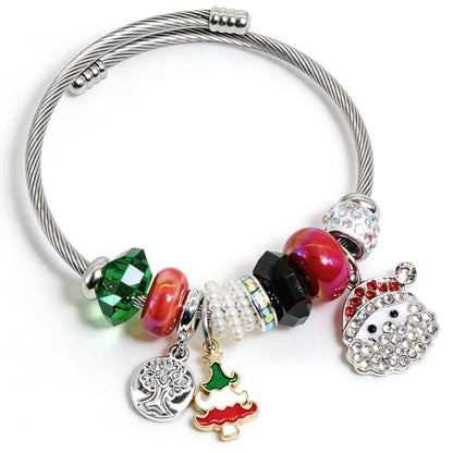 Charm Bracelets for Womens,Exquisite Cute Cartoon Friendship Silver Bracelets Stainless Steel Bangle, Womens Jewelry Suitable for Holiday Gifts and Birthday Gifts - color: z-Santa Claus Bracelet