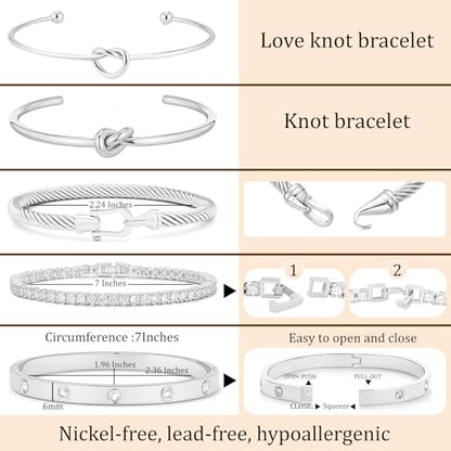 18 K Gold Plated Love Bangle Bracelet Stack Cuff Jewelry for Women Jewelry Set for Women Gift with Box - style: style19