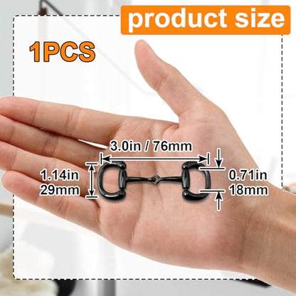 Joez Wonderful Scarf Ring Clip, Wide Band Chunky Chain Silk Scarf Buckle, Shawl Clips Scarf Clasp Holder Scarves Pin - color: (Horsebit) Black