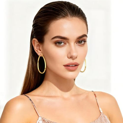 Large Gold Knot Hoop Earrings for Women 18K Gold Hoop Earrings Statement Lightweight Hoops Trendy Gold Hoops Earrings Jewelry - color: D-Teardrop Big Hoop Earrings