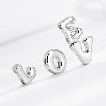 Bubble Gold Initial Necklaces for Women,14K Gold Plated A-Z Initial Necklaces for Women, Chunky balloon letter name Pendant Necklace Fashion Jewelry Gifts - color: D, style: Silver
