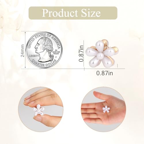 16 Pcs Small Pearl Claw Clips with Flower Design, Mini Hair Clips for Thin Thick Hair, Pearl Hair Accessories for Women Girls Sweet Tiny Hair Clips, Flower Hair Jaw Clamps Nonslip - color: White Flower