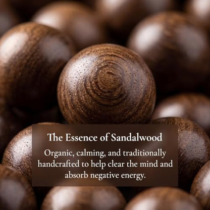 Handmade Mala Beads Bracelet 108 8mm Prayer Meditation Bracelet Sandalwood Elastic, Buddhist Beads, Prayer Mala Necklace for Men and Women Gifts - color: Golden-threaded Sandalwood