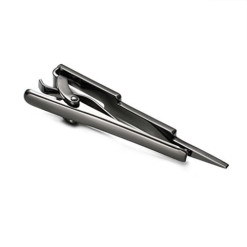 Yoursfs Lightning Bolt Tie Clip for Men Unique 316L Stainless Steel Novelty Tie Bar Super Hero Cool Tie Clips for Valentine's Day Gifts - color: Black