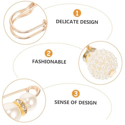DOITOOL Pants Waist Tightener Clips 6-Piece Set Adjustable Brooch Pins for Women Faux Pearl Safety Waistband Pin for Sweater and Dress