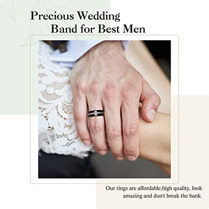 King Will 8mm Tungsten Carbide Rings for Men Cubic Zircon Stones Inlay - color: Black 8mm