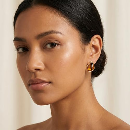Vintage Stud Earrings, Luxury Geometric Maillard Earring Gold Plated Retro-Chic Studs Earrings， Vintage Unique Fashion Jewelry Gifts for Women