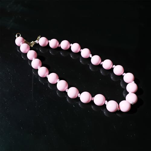 JNF Chunky Beaded Necklaces Women Large Big Ball Bead Choker Necklace Bold Statement Beads jewelry Gift - color: pink bead choker