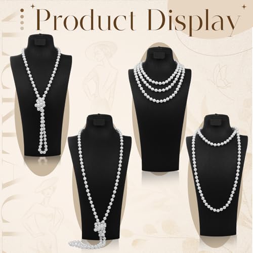 Aurelema Long Pearl Necklace Faux Pearls Necklaces for Women 1920s Jewelry Strand Beads for Wedding Halloween Costume Party