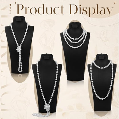 Aurelema Long Pearl Necklace Faux Pearls Necklaces for Women 1920s Jewelry Strand Beads for Wedding Halloween Costume Party