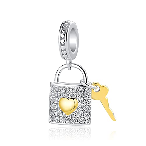 Bow Royal Crown Married Couple Wine Bottle Lock Key Arrow Heart Dangle Charm Bead for Pandora Bracelet … - style: Key to My Heart