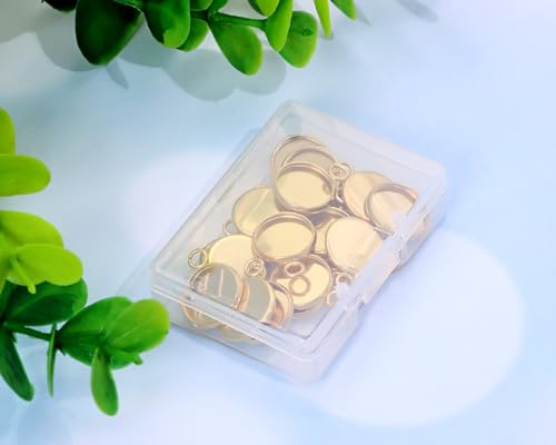Shapenty Gold Stainless Steel Round Bezel Blanks Pendant Trays for Earrings Bracelet Necklace Keychain DIY Craft Resin Glass Cabochon Jewelry Making Projects Christmas Gift Hanging Charms, 20PCS - size: 10mm