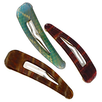 Camila Paris CP2931 French Hair Barrettes Clips, Snap Hair Slides Clic Clac for Women, Styling Girls Side Slide-in Metal Snap Pin Hair Accessories for Women. Strong Hold, No Slip Grip, Made in France - color: 3PK Snake 3.25"