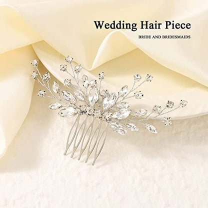 JAKAWIN Rhinestone Hair Comb Wedding Hair Accessories Bridal Hair Piece | Silver Crystal Headpiece for Women