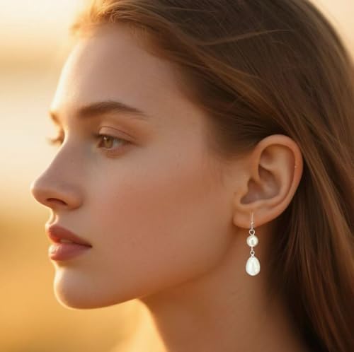 925 Sterling Silver Hook Pearl Dangle Earrings for Women Drop Hook Vintage Earrings Jewelry Birthday Gifts - style: DBHook