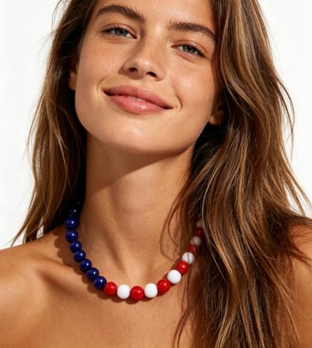 Chunky Beaded Necklace for Women 16mm Round Bead Resin Modern Statement Necklace Jewelry Accessories - color: colorful 06