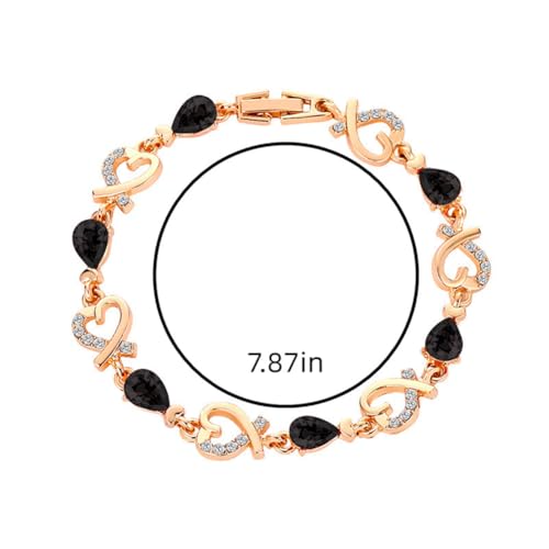 Gold Bracelets For Woman Trendy Charm Heart Thin Chain Bracelet Dainty Gold Link Bracelet Jewelry Gifts For Women - color: black