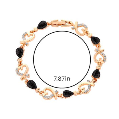 Gold Bracelets For Woman Trendy Charm Heart Thin Chain Bracelet Dainty Gold Link Bracelet Jewelry Gifts For Women - color: black