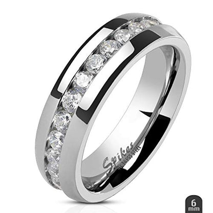 Marimor Jewelry His and Hers Stainless Steel Princess Wedding Ring Set and Eternity Wedding Band - color: White, size: Women's 10 & Men's 08mm 11