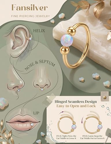Fansilver 18G/20G Nose Rings for Women Hypoallergenic Stainless Steel | Threaded Horseshoe Hoops & L/S Shaped Nose Studs with CZ Opal Dainty Lip Tragus Helix Nostril Piercing Jewelry Set