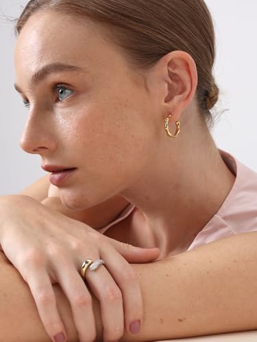 Green Crystal huggie gold hoop earrings for women Girls,14K Gold Plated with 925 Sterling Silver Post color Cubic Zirconia dainty cute Earrings| CZ Stud Earring - color: Bamboo Gold