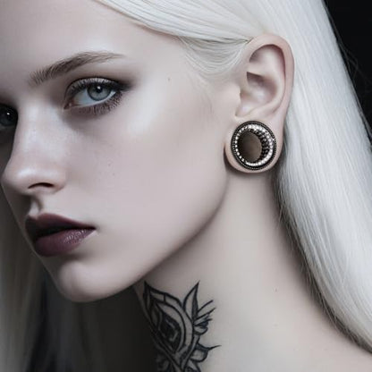Vankula 2 Pcs Ear Gauges 0g(8mm)-5/8"(16mm) High Polish Single Flare Ear Tunnels 5A Cubic Zirconia Hypoallergenic Plugs for Stretched Ears Tapered Wedding Gift Body Jewelry - color: Black, size: 12mm(1/2")