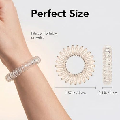 4pcs Spiral Hair Ties for Women – Hair Ties No Damage, Ponytail Holders for Thick and Thin Hair – Creaseless and Dent-Free Coil, Phone Cord Style Transparent| Ideal Gifts for Women
