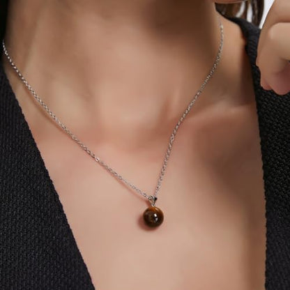 Natural Jade Necklace for Women Sterling Silver Adjustable Handmade Green Jade Pendant Necklaces Healing Crystal Necklace Good Luck Gift for Her - style: Tiger Eye Necklace