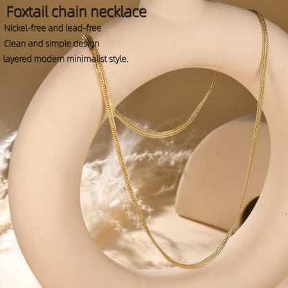 LUCA SMITH Gold Chains for Women & Men, 14K Gold Foxtail Chain Necklace Herringbone Chain Necklace Flat snake Chains 14K Gold Simple Layered Fashion Jewelry Gift for Women 18in 20in 22in 24in - size: 20in, style: Foxtail Chain-Premium Style