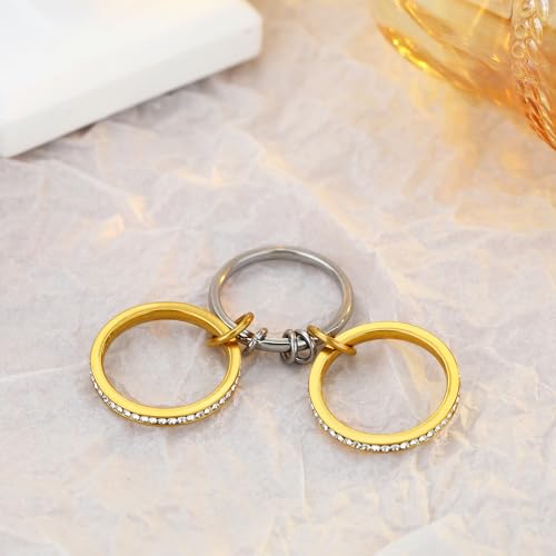Stackable Rings for Women – Non Tarnish Gold Rings Set, 14K Gold Plated & Silver Rings for Women, Waterproof & Dainty CZ Statement Rings, Hypoallergenic Statement Ring Jewelry Size 5-10
