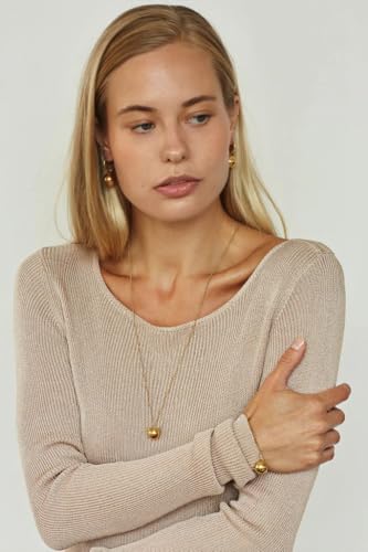 PEARLADA 18k Gold Plated Chain Long Necklace, Boho Sweater Necklace for Women, Geometric Pendant Y Necklace - color: Ball