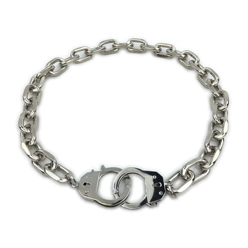 Succuba Stainless Steel Handcuff Choker Necklace Chain Pendant Choker Collar Necklace for Women and Men from 16 to 24 Inches with Box - color: B, size: 22 Inches