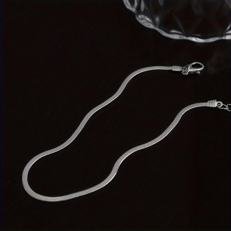 1PC Silver Square Pendant Snake Chain Anklet, Minimalist Adjustable Foot Accessory(Silver)