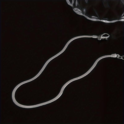 1PC Silver Square Pendant Snake Chain Anklet, Minimalist Adjustable Foot Accessory(Silver)