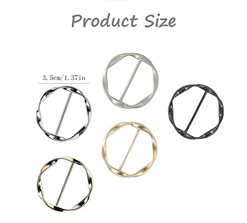 BetterJonny 10 Pcs Silk Scarf Ring Clip, T-Shirt Tie Ring Clips for Women, Fashion Circle Metal Scarf Ring and Slide Tshirt Twist Knot Clip Buckle Clothing Ring Wrap Holder