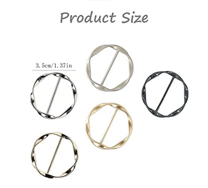 BetterJonny 10 Pcs Silk Scarf Ring Clip, T-Shirt Tie Ring Clips for Women, Fashion Circle Metal Scarf Ring and Slide Tshirt Twist Knot Clip Buckle Clothing Ring Wrap Holder