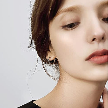 5-10 Pairs Small Gold Silver Hoop Earrings for Women, Stainless Steel Earrings Set Mens Lightweight Thin Hypoallergenic Small Hoops Set - style: 10pcs-Gold+Silver-2
