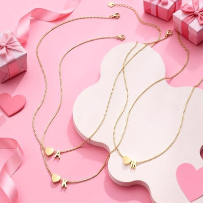 Eaciy Gold Heart Initial Necklaces for Women Teen Girl Gifts Trendy Stuff | 18K Gold Plated Letter A-Z Heart Initial Necklaces for Women Teen Girl Gifts Trendy Stuff Birthday Gifts for Girls Jewelry - color: Gold