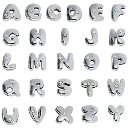 stino 100 Gram Metal Charms for Jewelry Making, Silver & Gold Plated, Bulk Pack for Bracelets, Necklaces, Crafts - color: Bubble Letter (52 Pcs）