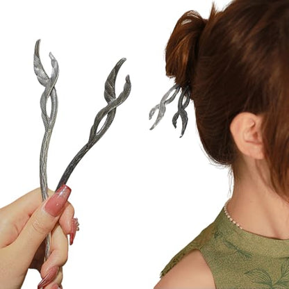 2 Pcs Hair sticks for buns,French hair pins for women,Buns and Updos with No Hair Damage,Metal Feather French Pin Great Hold,Suitable for fine & thick hairUS304
