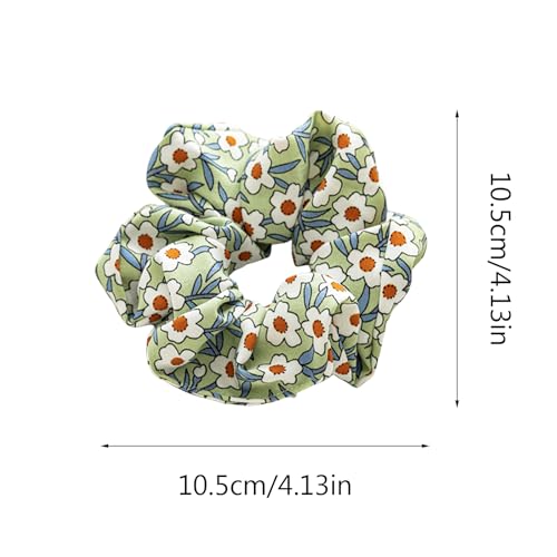 6 PACK Hair Scrunchies, Hair Elastics Bands Floral Hair Scrunchie, Elastic Rubber Bands Chiffon Hair Scrunchies for Thick Curly Hair Flower Hair Ties Hair for Women Girls