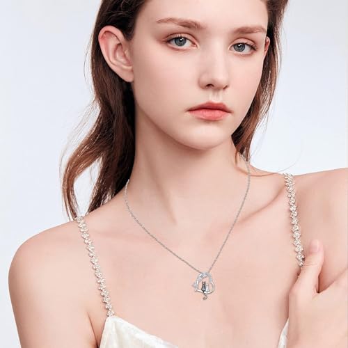 Heart Animal Necklace 925 Sterling Silver Cute Animal Pendant Jewelry Birthday Gifts for Women Girlfriend Mom Animal Lovers - style: 1-2 Black Cat