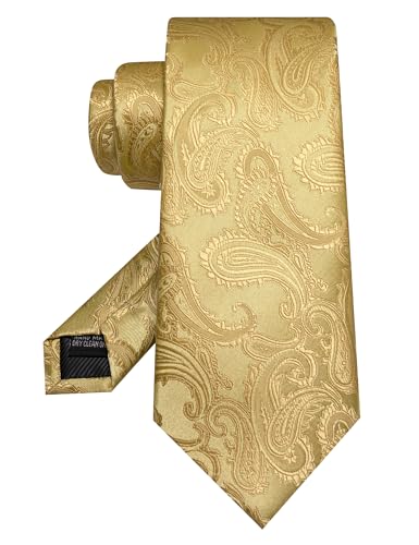 JEMYGINS Mens Paisley Tie and Pocket Square,Lapel Pin,Cufflinks,Tie Clip Sets with Gift Box 5PCS - color: 5gold