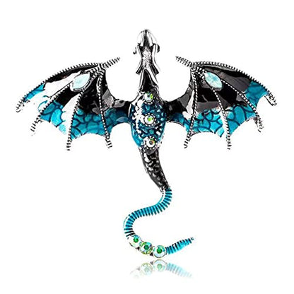 Collar Chain Pin for Men and Women - Hanging Tassel Brooch Lapel Pin for Business Suits - Bar Pin With Long Chain - Gifts - color: O: Dragon brooch blue