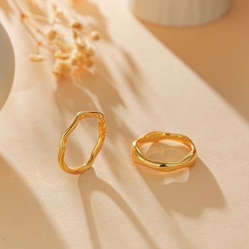 the City Rings for Women, Dainty 14K Gold Plated Stackable Thin Pinky Thumb Ring Set Hypoallergenic Wedding Bands Engagement Rings Non Tarnish Trendy Stuff Gold Jewelry Set Birthday Gifts for Mom - color: Silver Plated