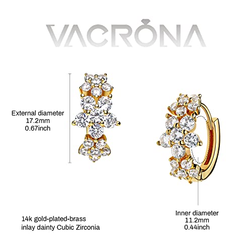 Cubic Zirconia Huggie Earrings 14k Gold Plated Tiny Earrings Small Huggie Hoop Earrings Simple Lightweight Hoops Gift for Women - color: 3flowers