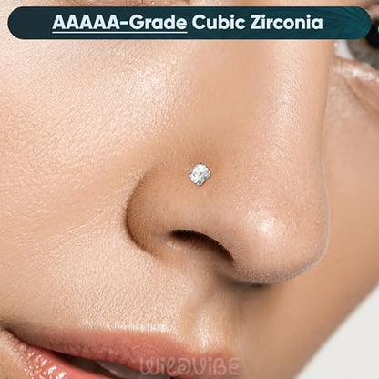 Threadless Flat Back Earrings for Tragus, Helix, Conch, Daith, Cartilage Piercings - G23 Titanium Flatback Stud Earrings with Grade AAAAA Cubic Zirconia - Threadless Flat Back Nose Stud Push Pin Ring Earring Studs (18g, 16g, 20g - 6mm, 8mm) - color: Silve