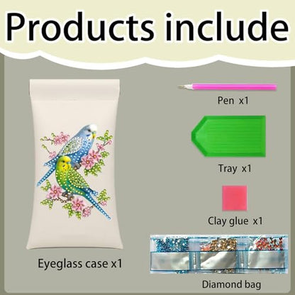 Diamond Art Painting Eye Glass Bag PU Sunglasses Glasses Storage Bag Built-in Glasses Cloth Press Automatic Closure - color: 3pcs-02