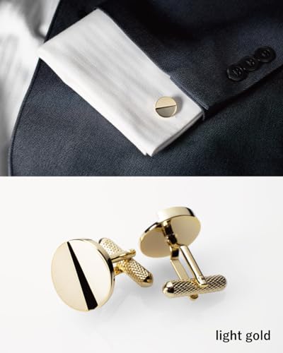 [TAVARAT] Cufflinks for Men cuff links mens classic round shape Black Silver Light Gold Tps-177 - style: light gold (Tps-179)
