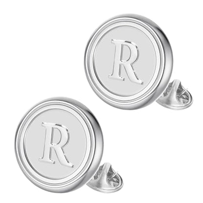 Initial Letter Pins A-Z Men Classic Brass 26 Alphabet Badge for Business & Wedding Shirt - color: Silver, style: Letter R